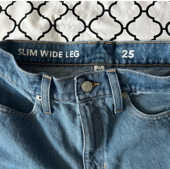 J. Crew Jeans Slim Wide Leg Indigo Patchwork Wash 25 - Picture 4 of 10